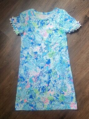 EUC Lilly Pulitzer Lissie Dress In Coastal Blue Lion Around, Size S